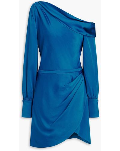 Jonathan Simkhai Cameron One-shoulder Satin-crepe Mini Dress - Blue