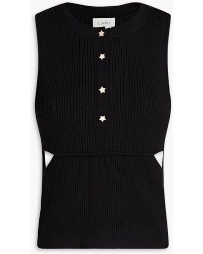 Cami NYC Pippy Cutout Ribbed-knit Top - Black