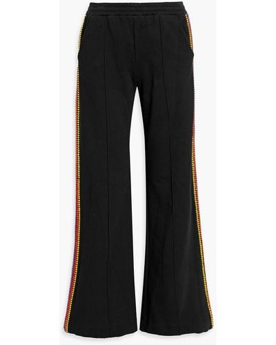 Area Crystal-embellished French Cotton-terry Track Trousers - Black