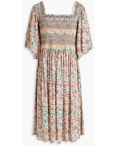 See By Chloé Gerafftes kleid aus crêpe mit floralem print - Mehrfarbig