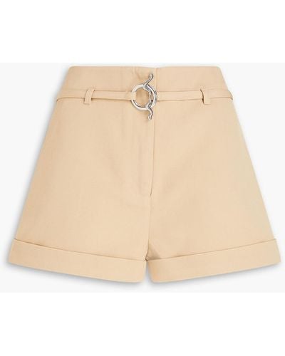 Ganni Belted Twill Shorts - Natural