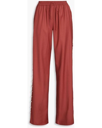 Loulou Studio Checa Button-detailed Wool-twill Wide-leg Trousers - Red