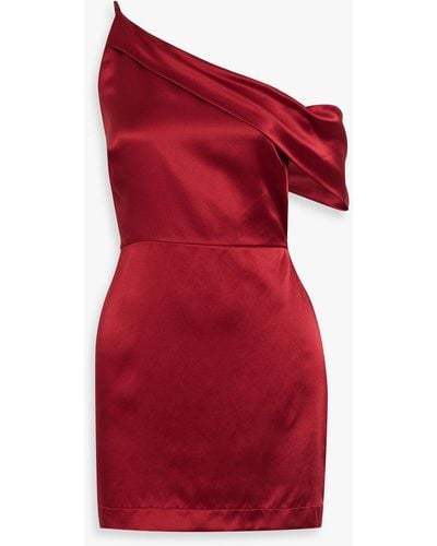 Michelle Mason One-shoulder Draped Silk-satin Mini Dress - Red