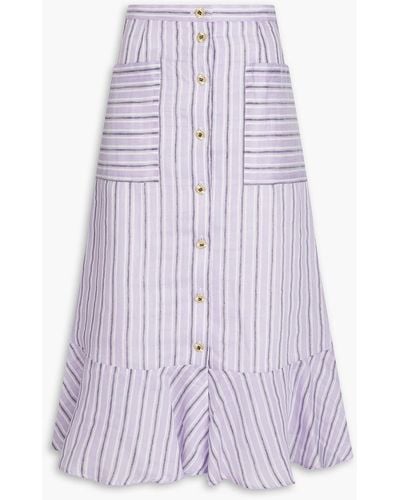 Sandro Blondy Striped Linen-blend Gauze Midi Skirt - Purple