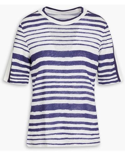 Zimmermann Striped Linen-jersey T-shirt - Blue