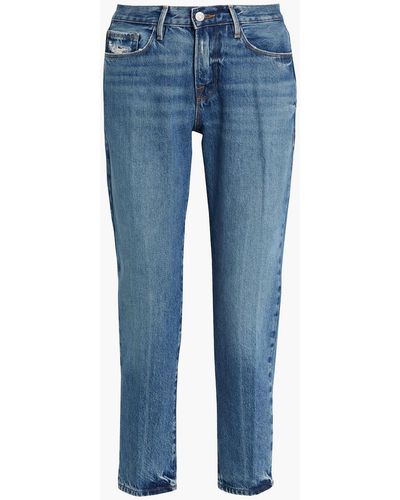 FRAME Le Nouveau Straight Cropped Mid-rise Straight-leg Jeans - Blue