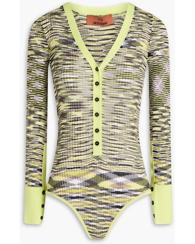 Missoni Space-dyed Ribbed-knit Bodysuit - Green
