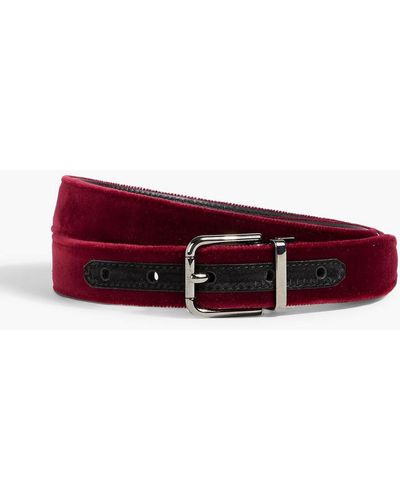 Dolce & Gabbana Velvet And Leather Belt - Red