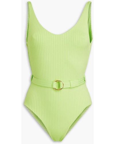 Melissa Odabash St. Tropez Belted Ribbed Swimsuit - Green