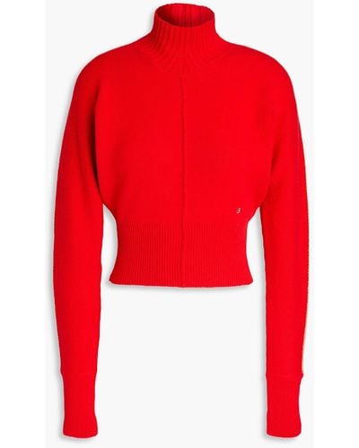 Victoria Beckham Cropped Cashmere-blend Turtleneck Jumper - Red