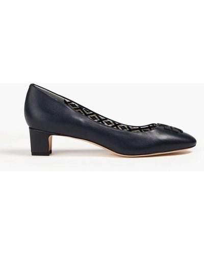 Tory Burch Raleigh Embellished Leather Court Shoes - Blue