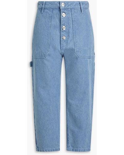 Marques'Almeida Cropped High-rise Tapered Jeans - Blue