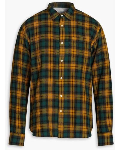Officine Generale Lipp Checked Cotton And Wool-blend Flannel Shirt - Green