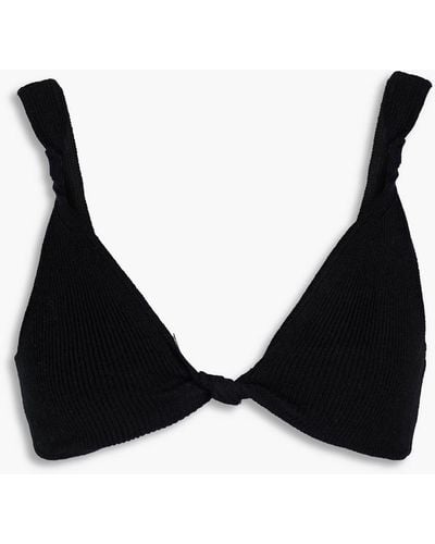 Loulou Studio Cropped Twisted Ribbed Cashmere Bra Top - Black