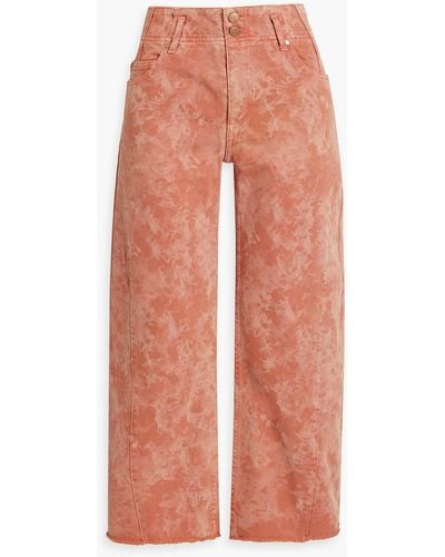 Ulla Johnson Thea Cropped Acid-wash High-rise Straight-leg Jeans - Pink