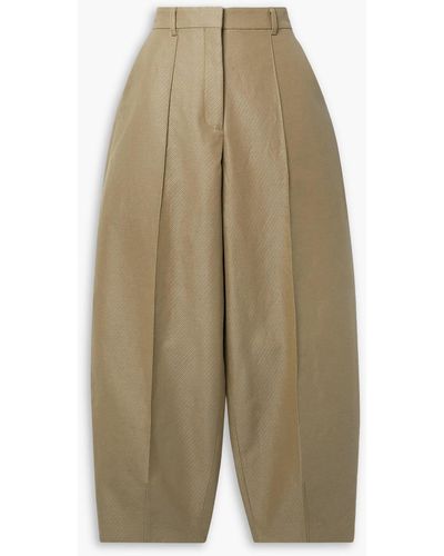 Stella McCartney Cotton And Linen-blend Twill Tapered Trousers - Natural