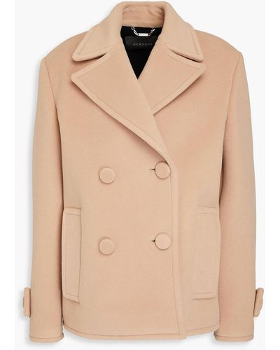 Versace Double-breasted Wool-blend Felt Coat - Natural