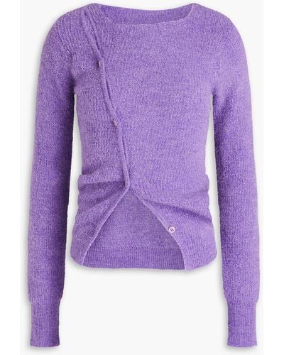 Jacquemus Pau Asymmetric Ribbed-knit Cardigan - Purple