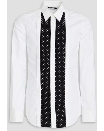 Dolce & Gabbana Hemd mit schmaler passform aus popeline aus einer baumwoll-seidenmischung mit polka-dots - Schwarz