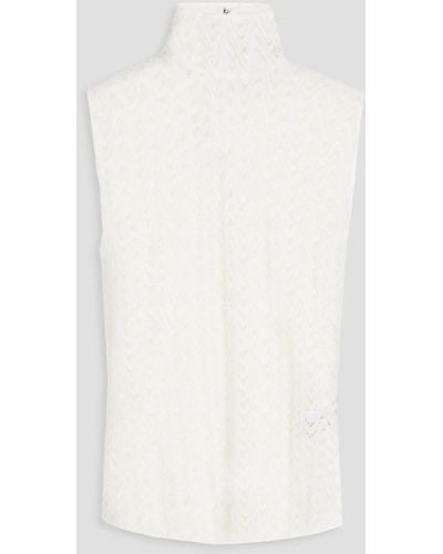 Missoni Crochet-knit Wool-blend Turtleneck Top - White