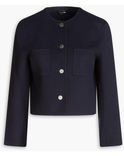 Theory Brushed Wool And Cashmere-blend Felt Jacket - Blue