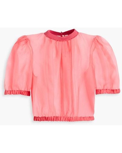 Dolce & Gabbana Gathered Silk-organza Blouse - Pink