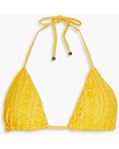 Tigerlily Calia Tara Broderie Anglaise Triangle Bikini Top - Yellow