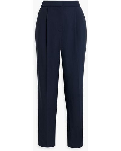 Iris & Ink Lilah Twill Tapered Trousers - Blue