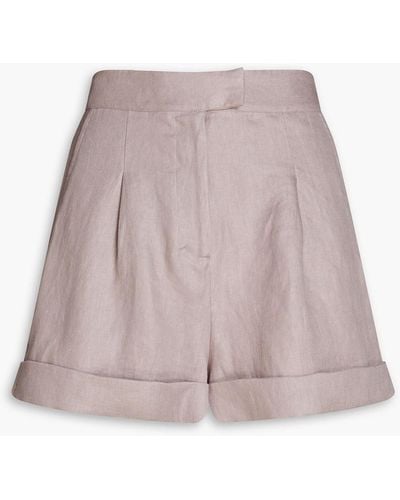 Bondi Born Antigua Pleated Linen-twill Shorts - Pink