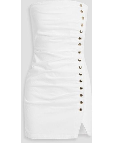 retroféte Megh Strapless Pleated Denim Mini Dress - White