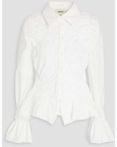 Khaite Hallow Cotton-poplin Peplum Shirt - White