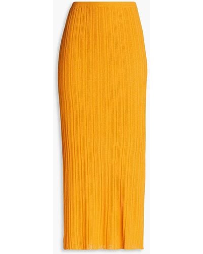 By Malene Birger Irvana Ribbed-knit Midi Skirt - Orange