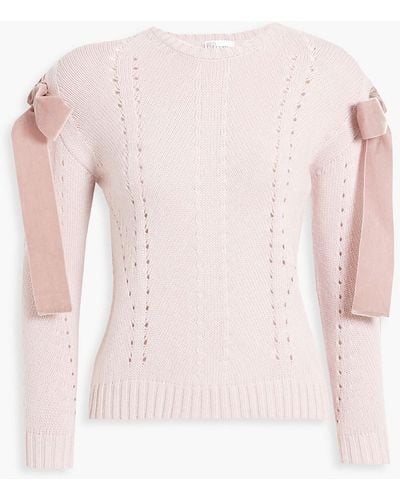 RED Valentino Bow-detailed Pointelle-knit Jumper - Pink