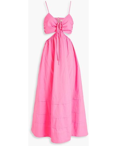 Nicholas Baylee Cutout Cotton-poplin Midi Dress - Pink