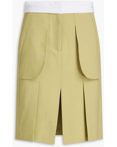 Victoria Beckham Grosgrain-trimmed Crepe Skirt - Yellow