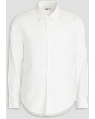 Sandro Slim-fit Cotton, Lyocell And Linen-blend Shirt - White