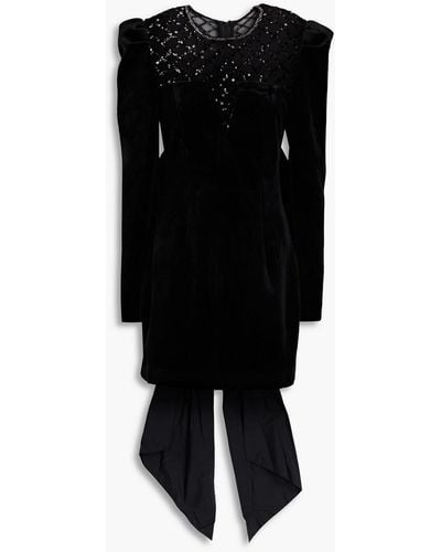 Rebecca Vallance Onyx Embellished Tulle And Velvet Mini Dress - Black