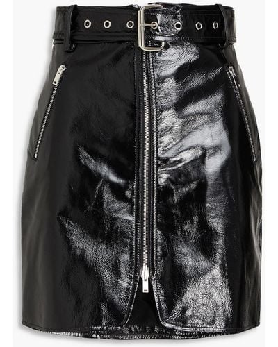 Khaite Luana Belted Patent-leather Mini Skirt - Black