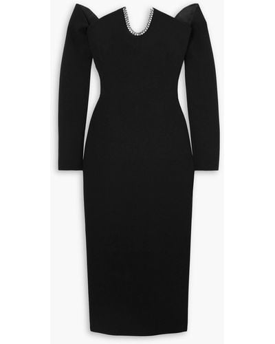 Safiyaa Bessy Off-the-shoulder Embellished Stretch-crepe Midi Dress - Black