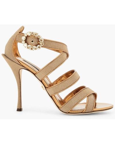 Dolce & Gabbana Embellished Leather Sandals - Metallic