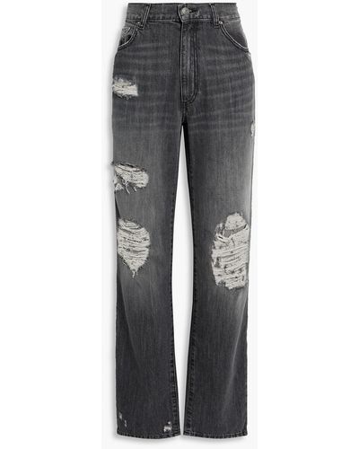 SER.O.YA maggie Distressed Mid-rise Straight-leg Jeans - Gray