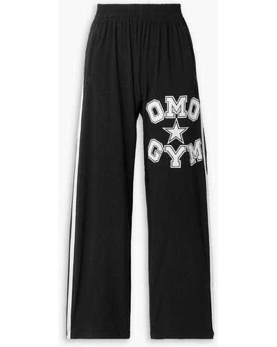 Norma Kamali Omo Striped Printed Stretch-jersey Track Pants - Black
