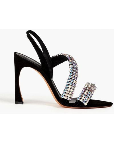 Alexandre Birman Alanis 100 Crystal-embellished Suede Slingback Sandals - Black