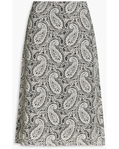 Officine Generale Dalie Paisley-print Silk Skirt - Grey