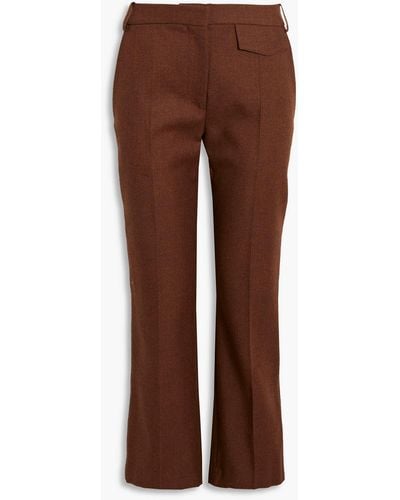 Victoria Beckham Mélange Wool-twill Straight-leg Pants - Brown