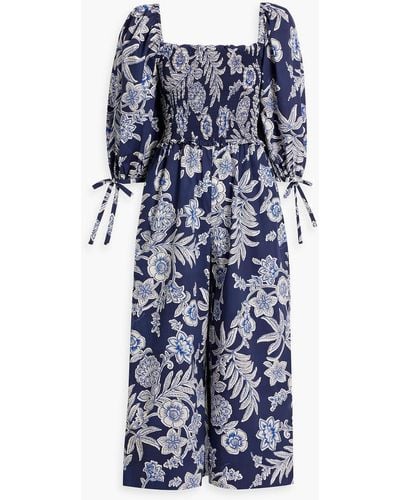 Cara Cara Jazzy cropped jumpsuit aus baumwollpopeline mit print - Blau