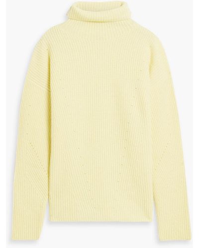 LAPOINTE Ribbed Cashmere And Silk-blend Turtleneck Sweater - Yellow