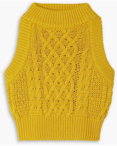 Emilia Wickstead Millie Cable-knit Silk And Cotton-blend Vest - Yellow
