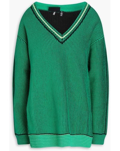 The Upside Nirvarna Louie Ribbed Cotton Sweater - Green