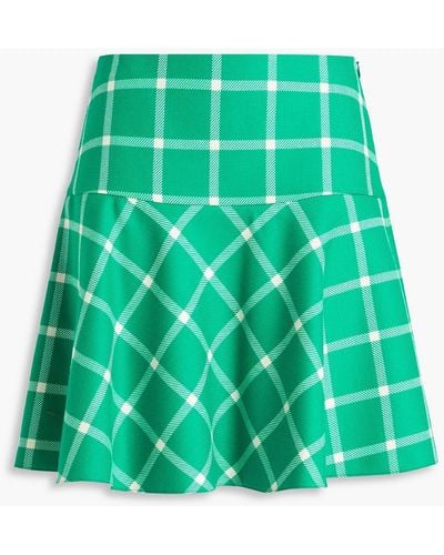 RED Valentino Checked Wool-twill Mini Skirt - Green